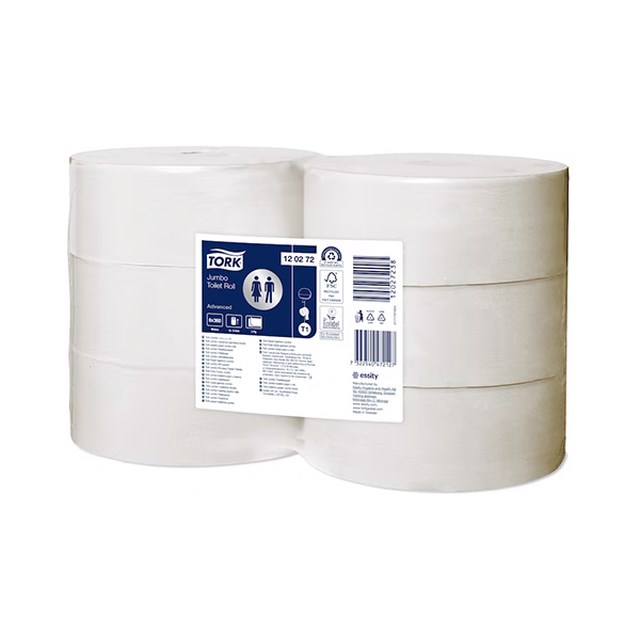 Toalettpapper Tork Advanced T1 Jumbo 2-lags, Vit m. Blå dekor, 360m/rulle - 6 Pack - 1
