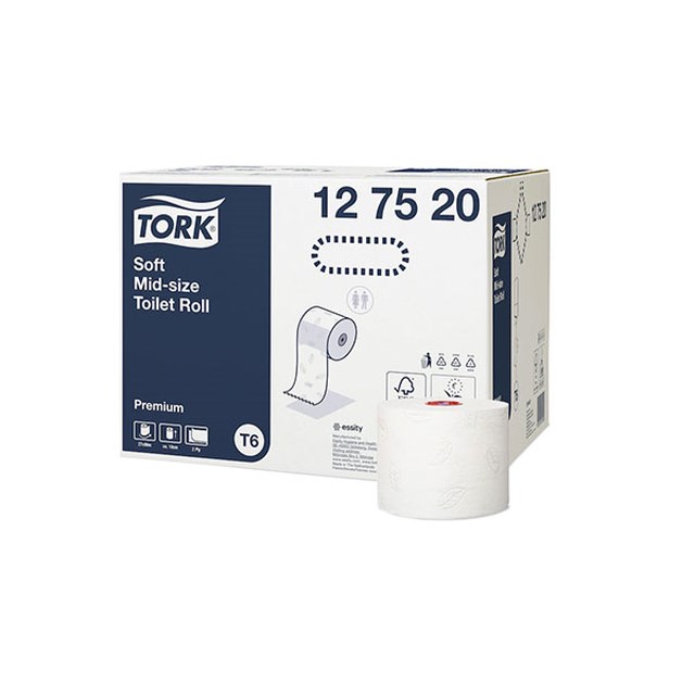 Toalettpapper Tork Premium Mid-Size T6, 2-Lags, Soft, Vit, 90m/rulle - 27 Pack - 1