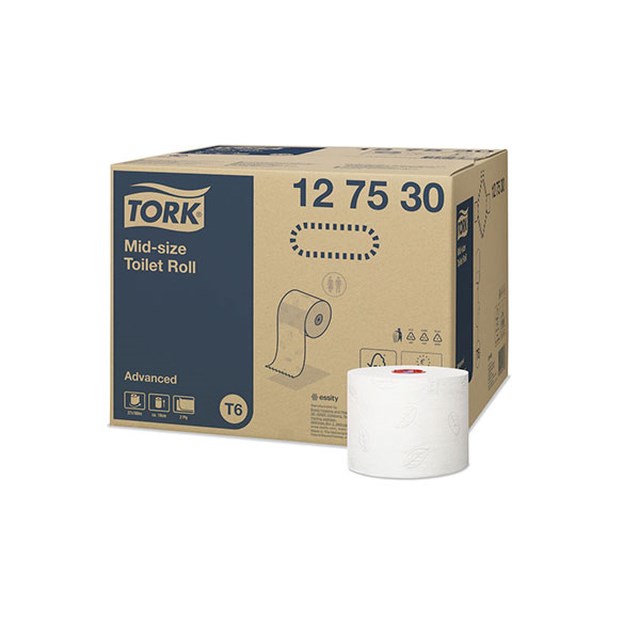 Toalettpapper Tork Advanced Mid-Size, 2-Lags, Vit, 100m/rulle - 27 Pack - 1