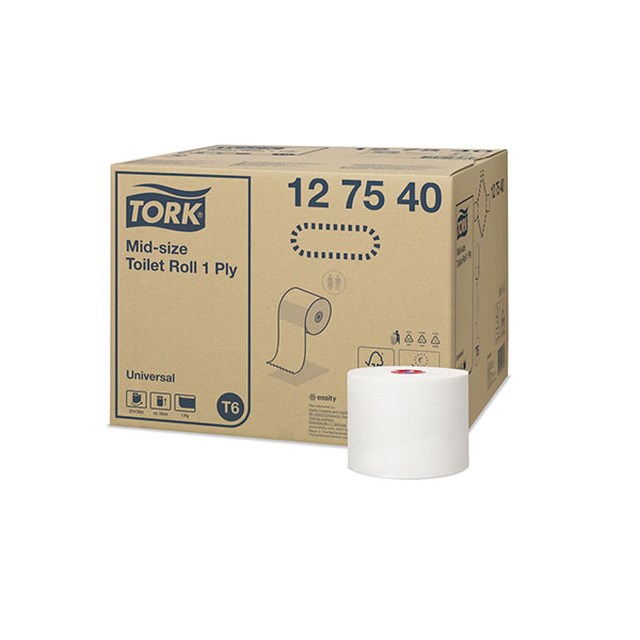 Toalettpapper Tork Universal Mid-Size T6, 1-Lags, Vit, 135m/rulle - 27 Pack - 1