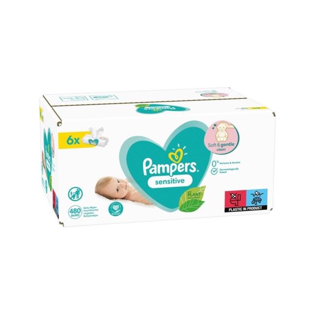 Pampers Sensitive Baby Wipes Big pack - 6x80 Pack - 1