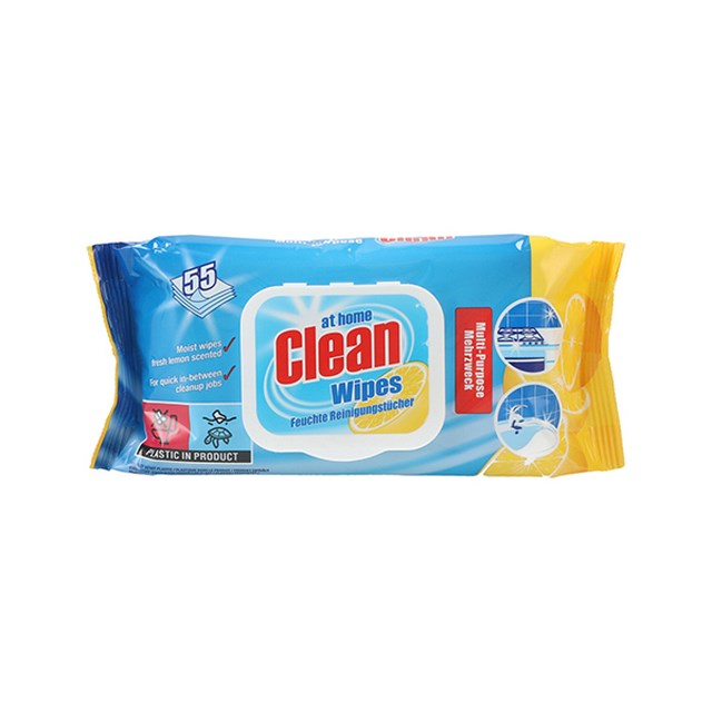 Rengöringsservetter At Home Clean Multi Cleaning Wipes, Citron - 55 Pack - 1