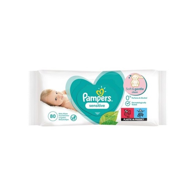 Pampers Sensitive Baby Wipes - 80 Pack - 1
