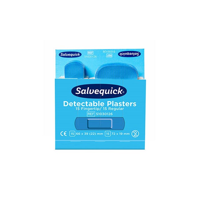 Plåster Salvequick Blue Detectable, Fingertopp/Regular - 6 x 30 Pack - 1