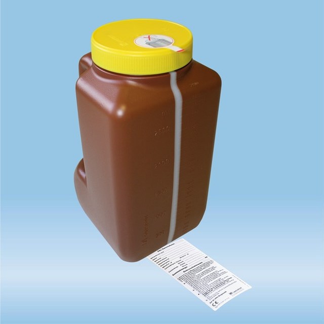 Urin-uppsamlingsflaska 3,0 L, PE m integrerad transferenhet 30 pack - 1