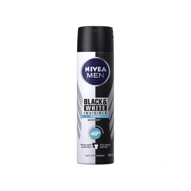 Nivea Men Deo Black%white Invisible Fresh Spray 150ml - 1