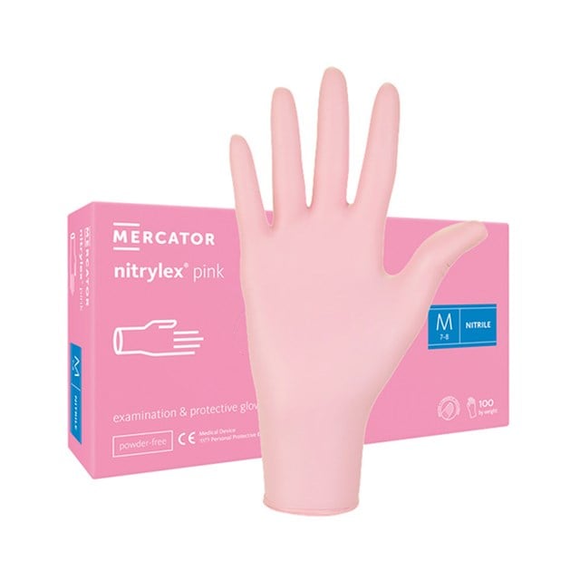Nitrilhandske Nitrylex Pink, Rosa - 100 Pack - L - 1