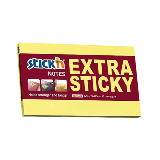 Häftis Stick'n Extra Sticky 76x127mm neongul - 1