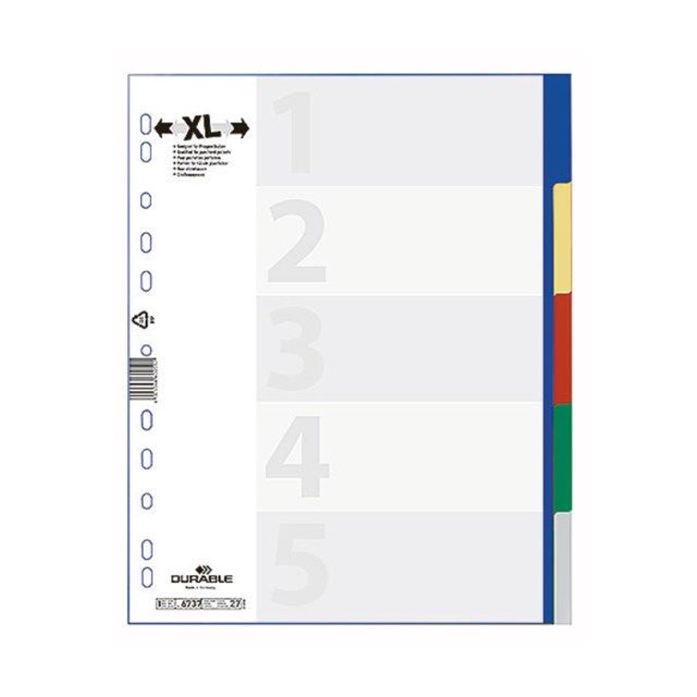 Plastregister Durable XL A4+ 1-5 otryckt - 1