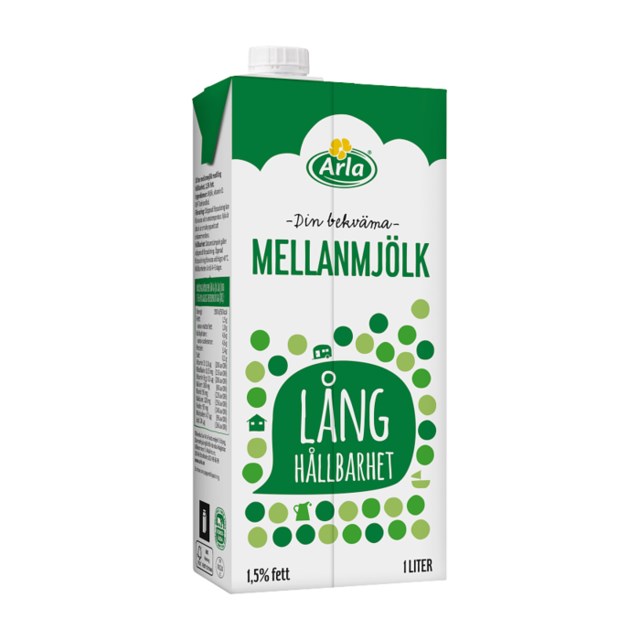 Mjölk Laktosfri 1.5% Lång Hållbarhet Arla 1L - 1