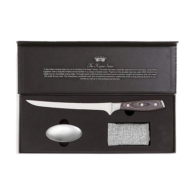 Knivset Kaiser filékniv, handske, metalltvål - 1