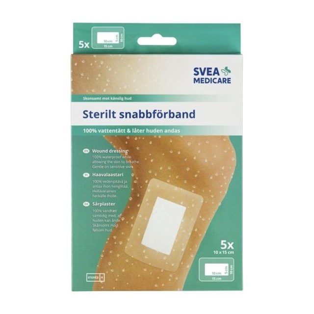 Svea Medicare Sterilt snabbförband Vattentätt 10 x 15 cm, 5 st - 1