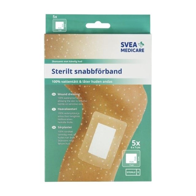 Svea Medicare Sterilt snabbförband Vattentätt 6 x 7 cm, 5 st - 1
