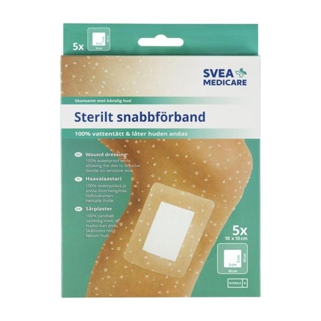 Svea Medicare Sterilt snabbförband Vattentätt 10 x 10 cm, 5 st - 1