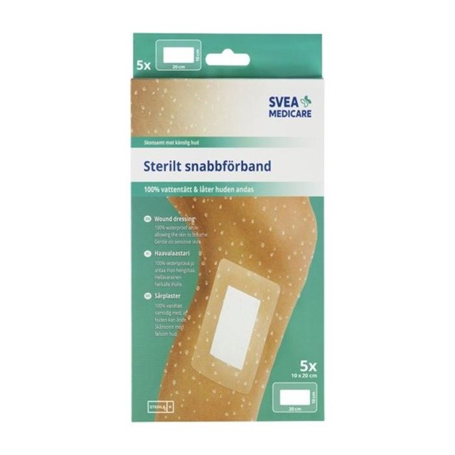 Svea Medicare Sterilt snabbförband Vattentätt 10 x 20 cm, 5 st - 1