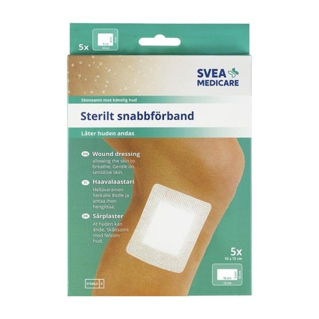 Svea Medicare Sterilt snabbförband 10 x 15 cm, 5 st - 1