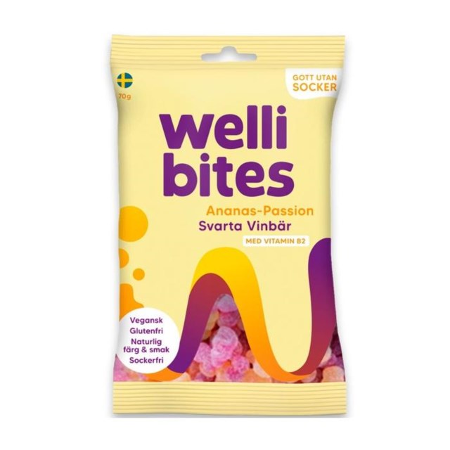 Wellibites Ananas-Passion & Svarta vinbär 70 g - 1