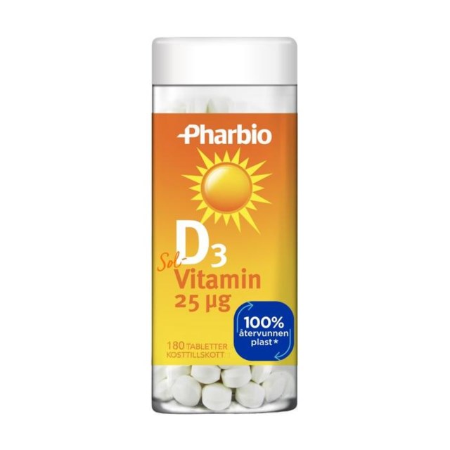 Pharbio D3 Vitamin 25 ug 180 tabletter - 1