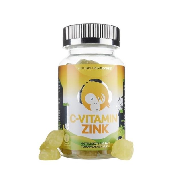 Monkids C-vitamin+Zink Tonår Fruktsmak 60 tuggtabletter - 1