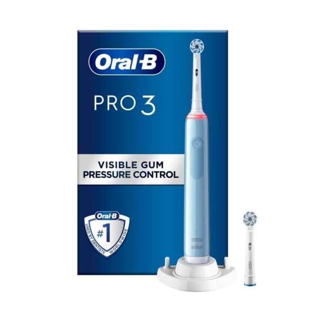 Oral-B Pro 3 3200S Blå eltandborste med extra tandborsthuvud - 1