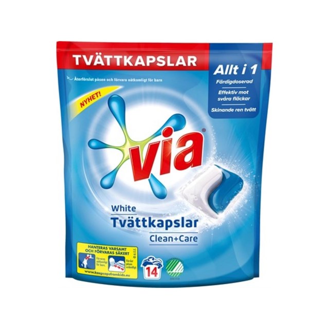 Tvättkapslar Via White Clean+Care - 14 Pack - 1